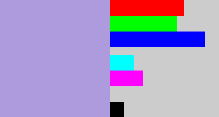 Hex color #ad9bdd - pale purple