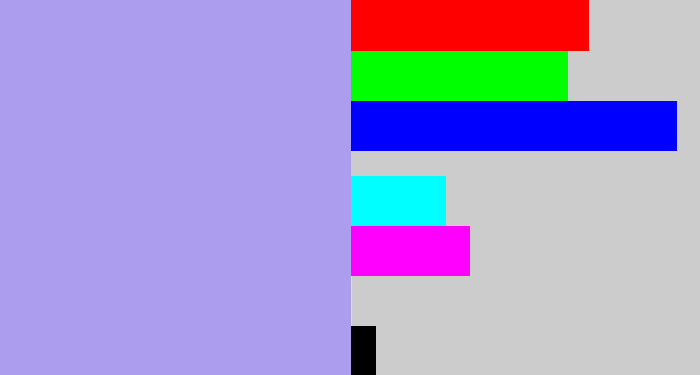 Hex color #ad9dee - lavender