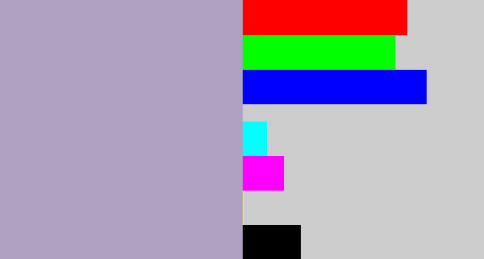 Hex color #ada0c1 - pale purple