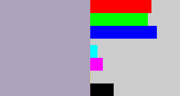 Hex color #ada2bc - pale purple