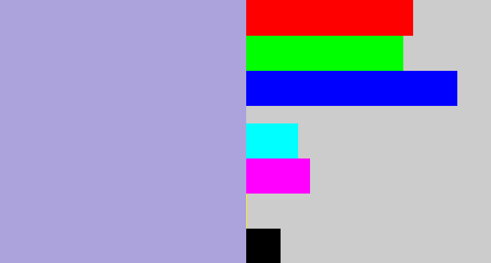 Hex color #ada3dc - pale purple