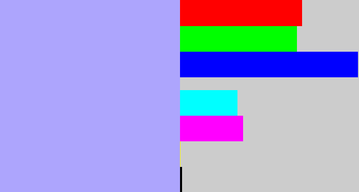 Hex color #ada5fd - pastel blue