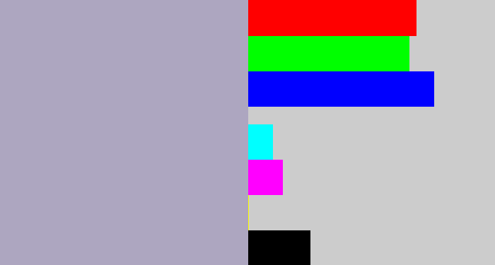 Hex color #ada6c0 - pale purple