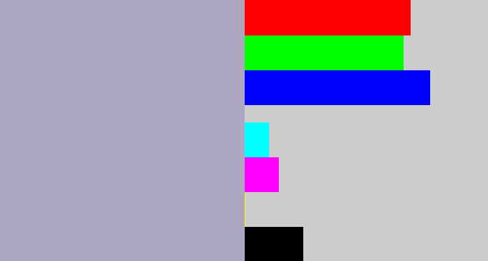 Hex color #ada6c1 - pale purple
