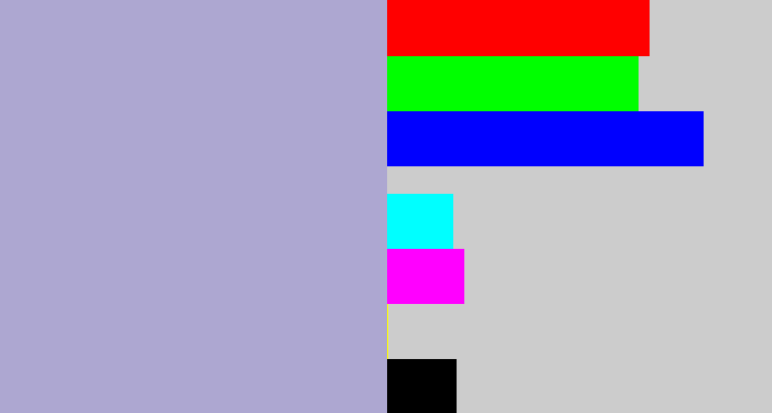Hex color #ada7d1 - pale purple