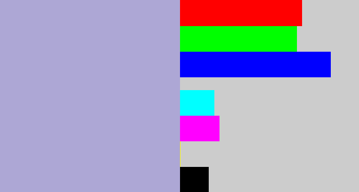Hex color #ada7d5 - pale purple