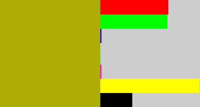 Hex color #adac02 - mustard green