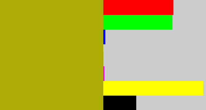 Hex color #adac06 - mustard green