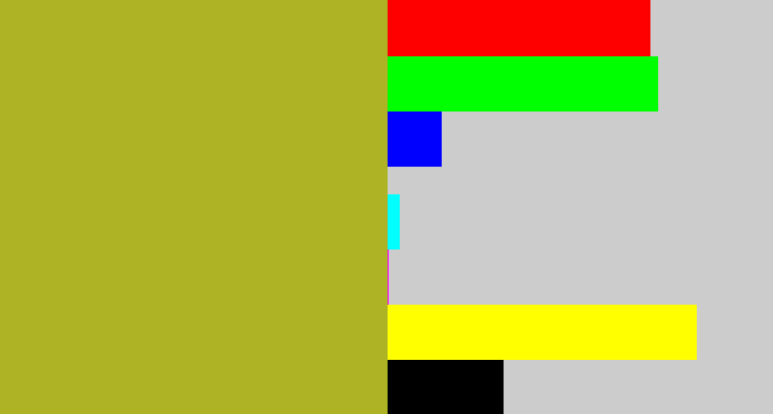 Hex color #adb324 - pea