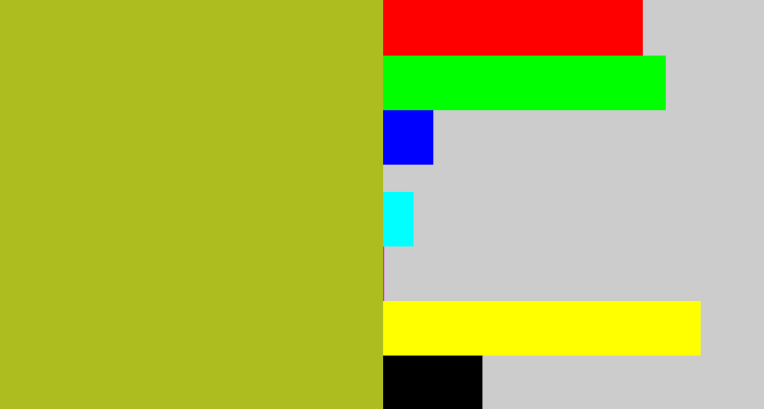 Hex color #adbd20 - pea