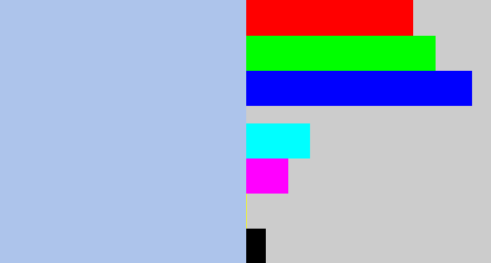Hex color #adc4eb - light blue grey