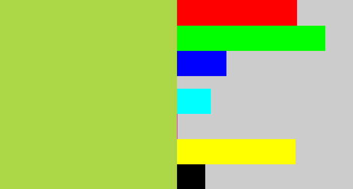 Hex color #add647 - kiwi