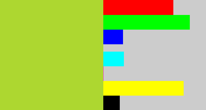 Hex color #add730 - yellowish green