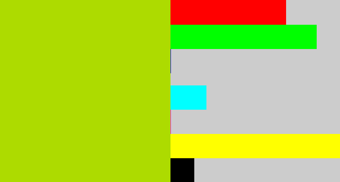 Hex color #addb00 - green/yellow