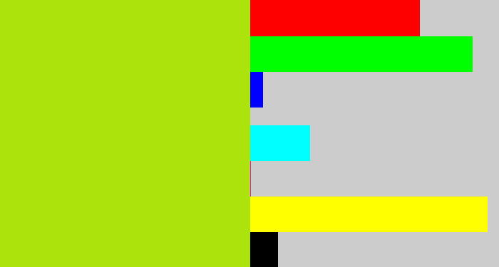 Hex color #ade30c - yellowish green