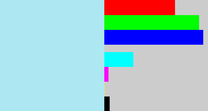 Hex color #ade7f1 - robin's egg blue