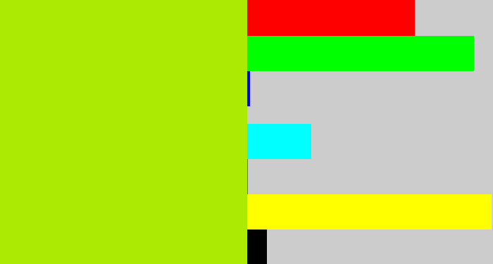 Hex color #adea03 - lemon green