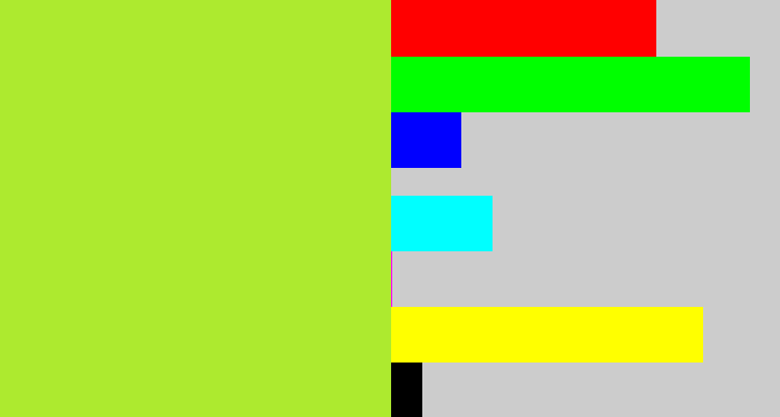 Hex color #adea2f - yellowy green