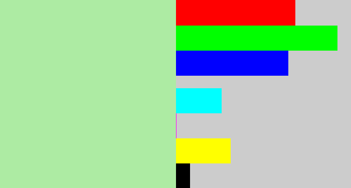 Hex color #adeba3 - light grey green