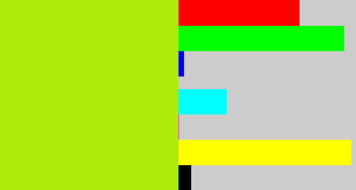 Hex color #adec08 - lemon green