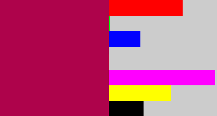 Hex color #ae034b - purplish red