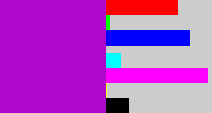 Hex color #ae08ca - vibrant purple