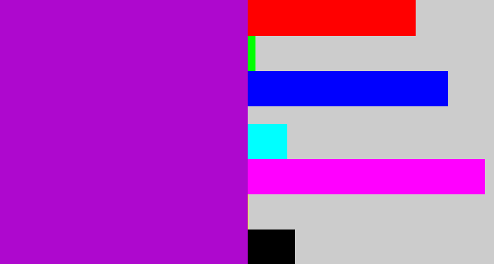 Hex color #ae08ce - vibrant purple