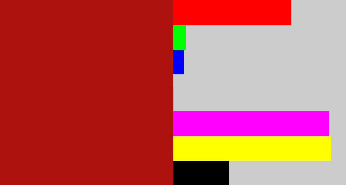 Hex color #ae120f - darkish red