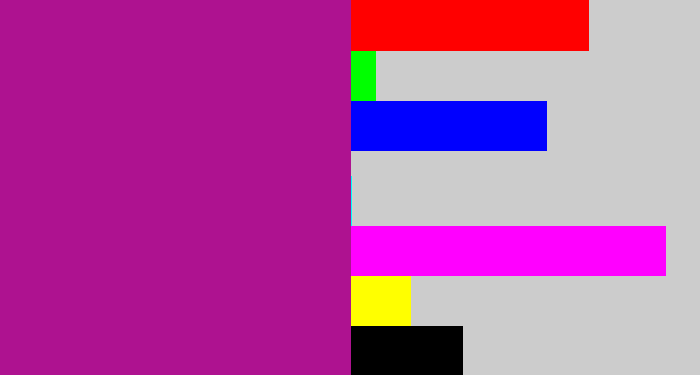 Hex color #ae1290 - barney purple