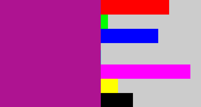 Hex color #ae1391 - barney purple