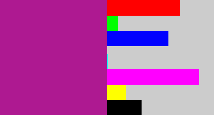 Hex color #ae1991 - barney purple