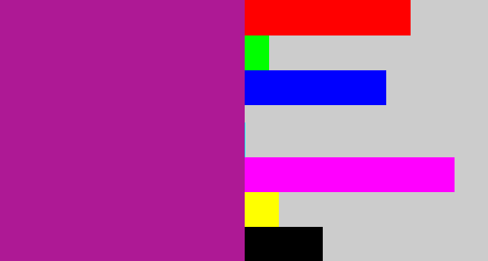 Hex color #ae1995 - barney purple