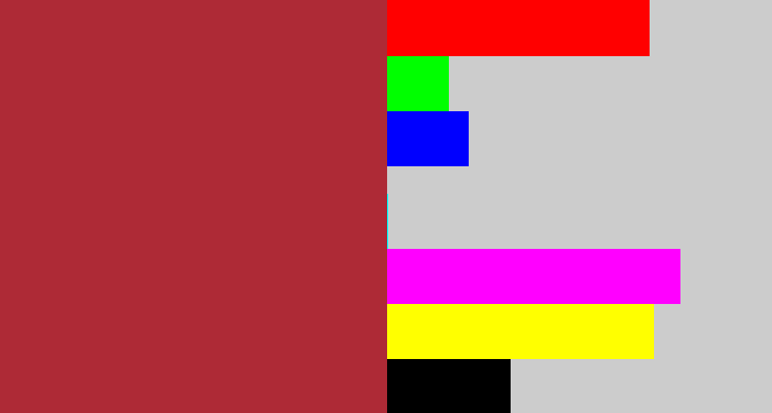 Hex color #ae2a36 - rouge