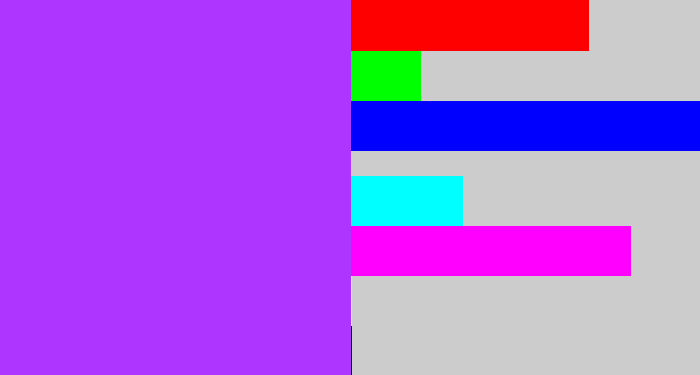 Hex color #ae34ff - electric purple