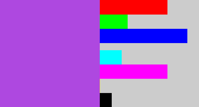 Hex color #ae48e0 - lightish purple