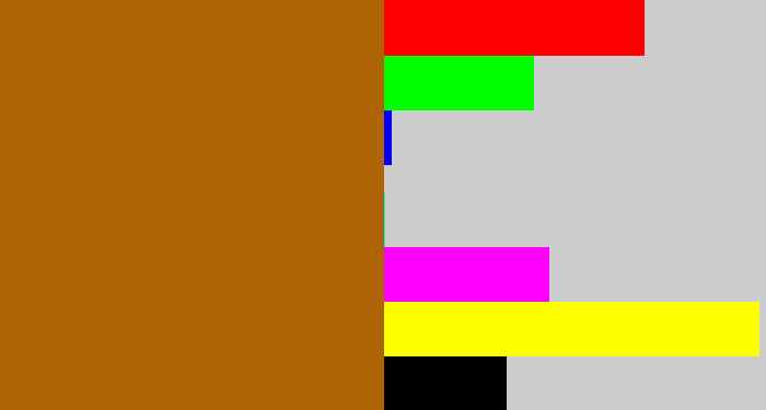 Hex color #ae6404 - orangey brown