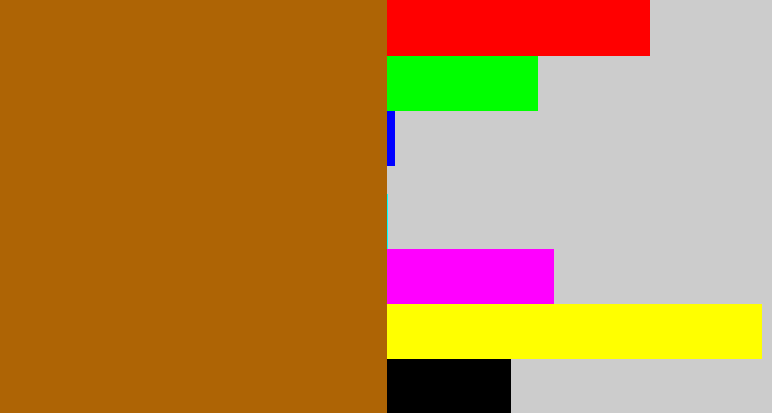 Hex color #ae6405 - orangey brown