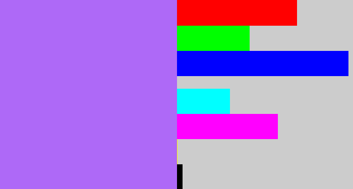 Hex color #ae69f7 - light urple