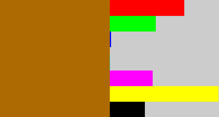 Hex color #ae6a02 - umber