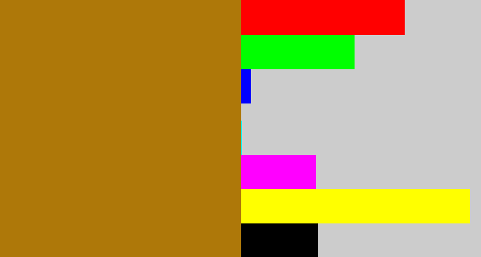 Hex color #ae7809 - mustard brown