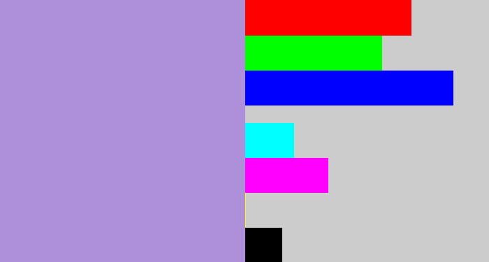 Hex color #ae8fd9 - pale purple