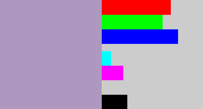 Hex color #ae98c0 - pale purple