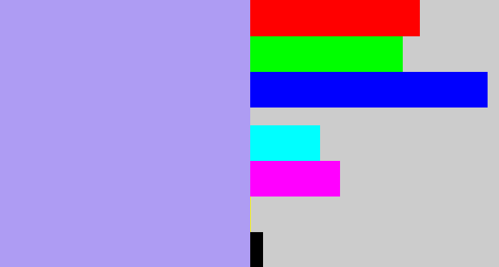 Hex color #ae9cf3 - lavender