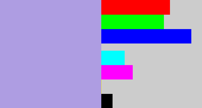 Hex color #ae9de2 - pale purple