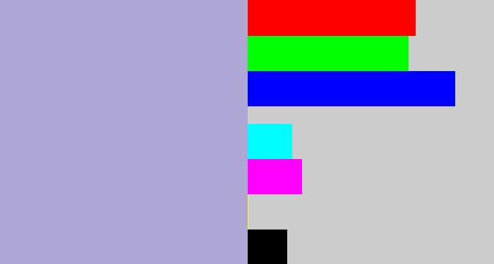 Hex color #aea6d5 - pale purple