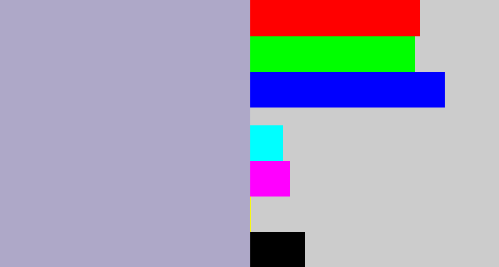 Hex color #aea8c8 - pale purple