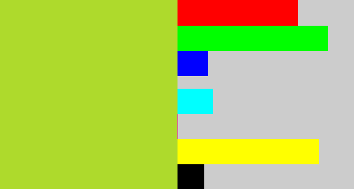 Hex color #aeda2c - yellowish green