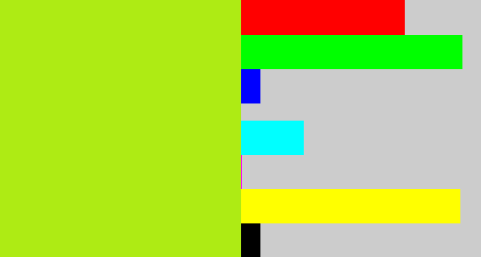 Hex color #aeeb14 - yellowish green