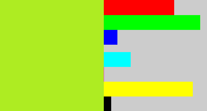 Hex color #aeec22 - yellowy green