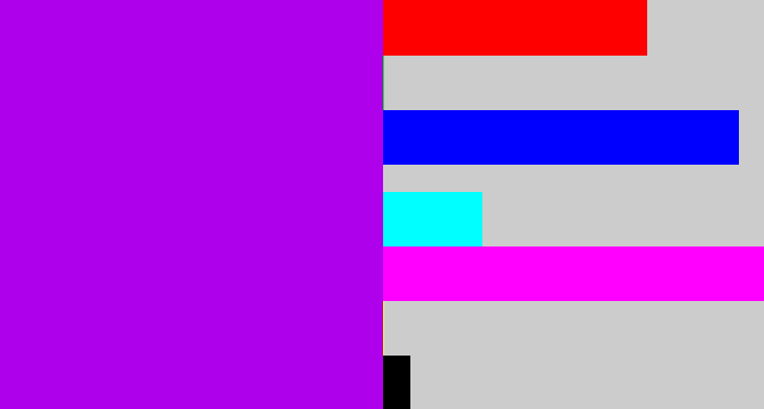 Hex color #af00ec - vibrant purple
